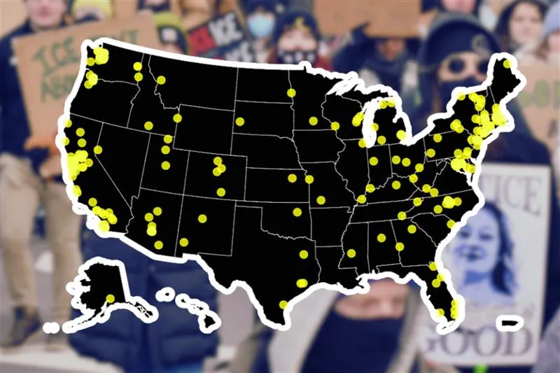 Image for article: Map Shows Anti-ICE ‘Economic Blackout’ Events Across US