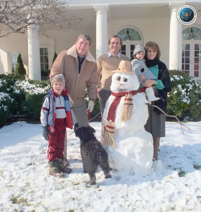 President Ronald Reagan and son Michael Reagan with family at The White House