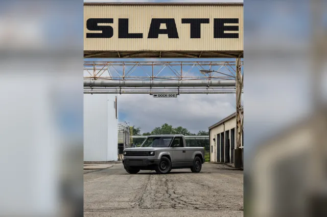 The Slate Truck pictured at the company's plant in Warsaw, Indiana.