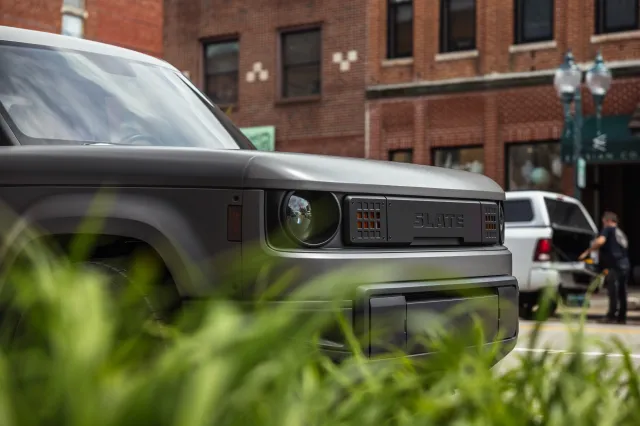 The company's upcoming EV truck in downtown Warsaw.
