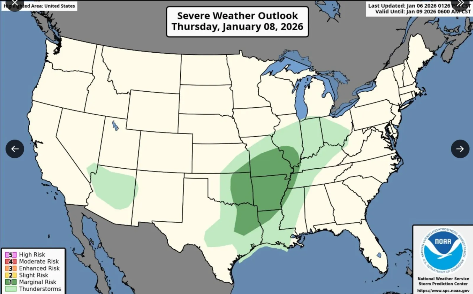 Map Shows States to Be Hit by Severe Storms This Week