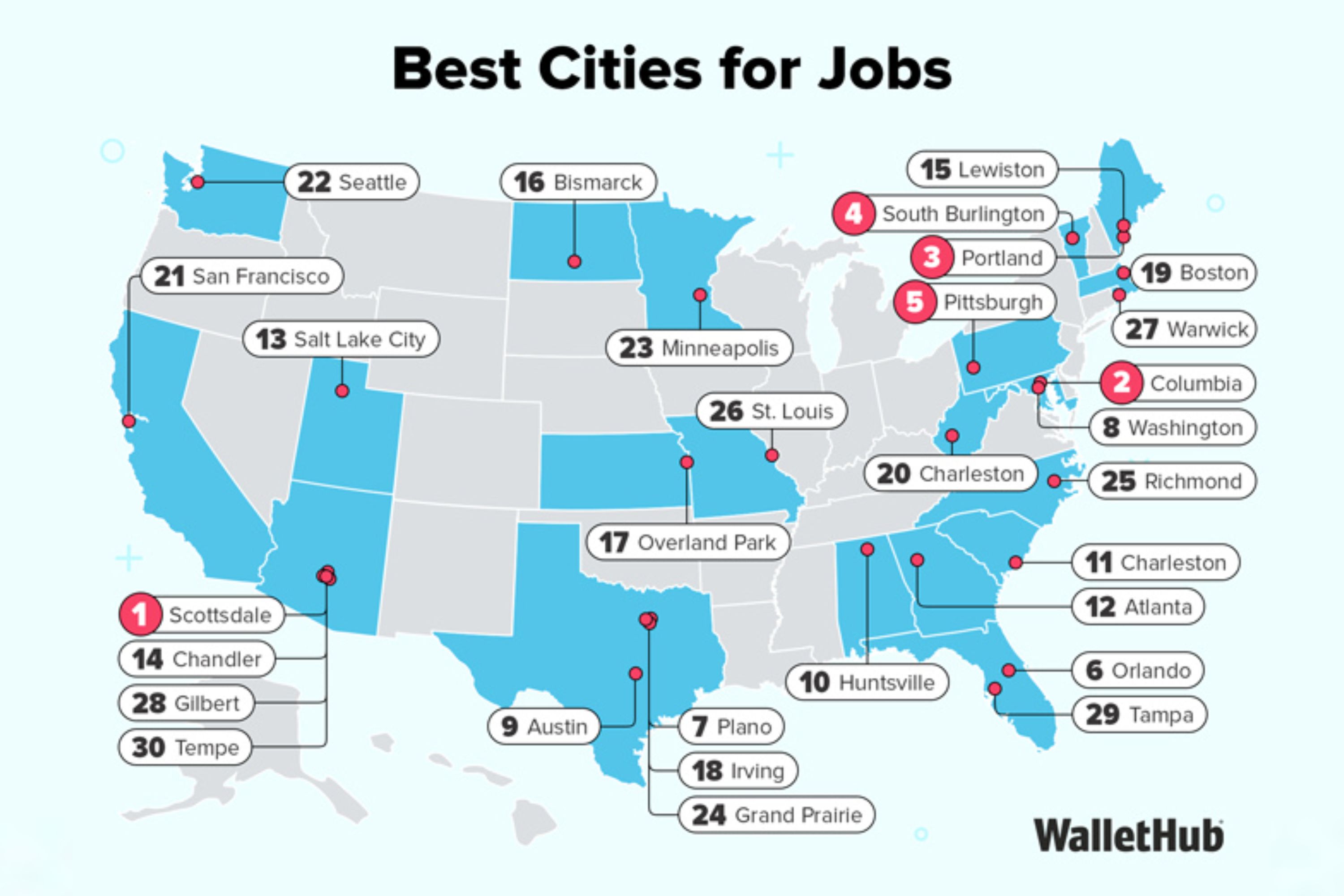 Map Shows Best Cities for Jobs in 2026