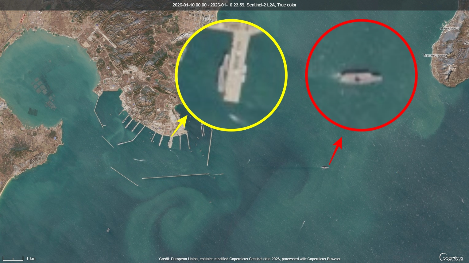 Satellites Capture Chinese Aircraft Carrier's Movements