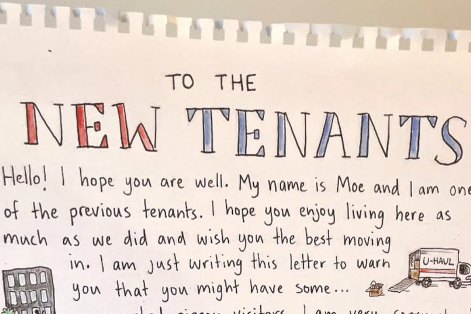 Man Leaves Warning Note for New Tenants About Unexpected Visitors–'Be Kind'