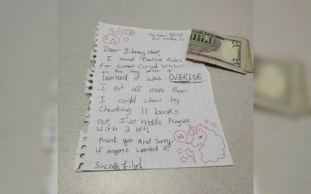 The note in the library book.