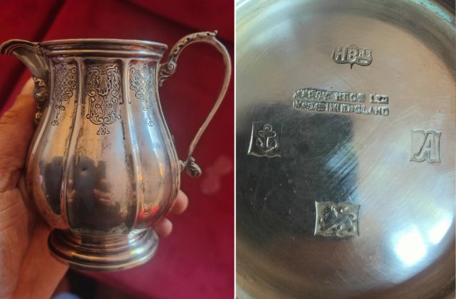 A silver jug.