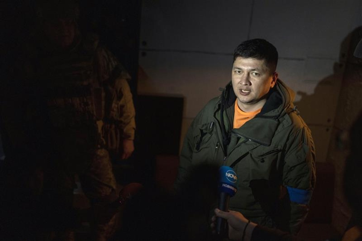 Governor of Mykolaiv, Vitaliy Kim, speaks to reporters following a Russian attack at the regional government headquarters in Mykolaiv, Ukraine, Tuesday, March 29, 2022. 
