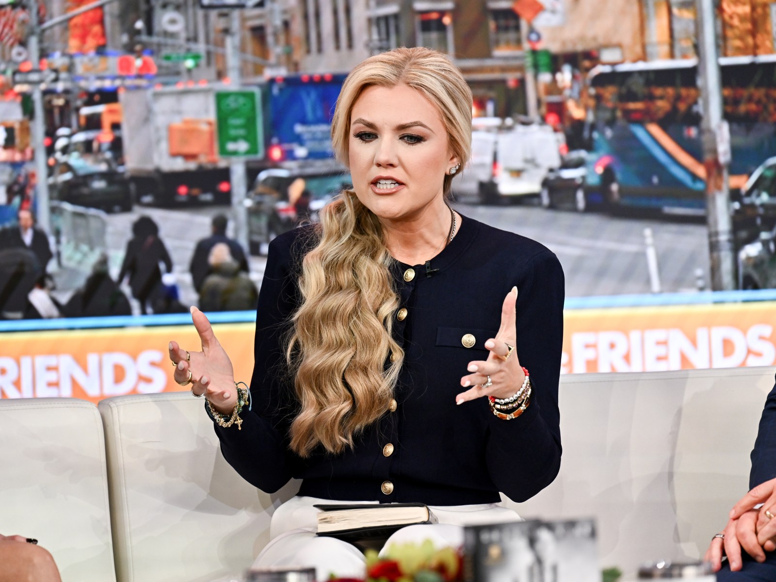 Turning Point USA CEO Erika Kirk speaks during an appearance on “Fox &amp; Friends” at Fox News headquarters on Tuesday, Dec. 9, 2025, in New York. (Photo by Evan Agostini/Invision/AP)
