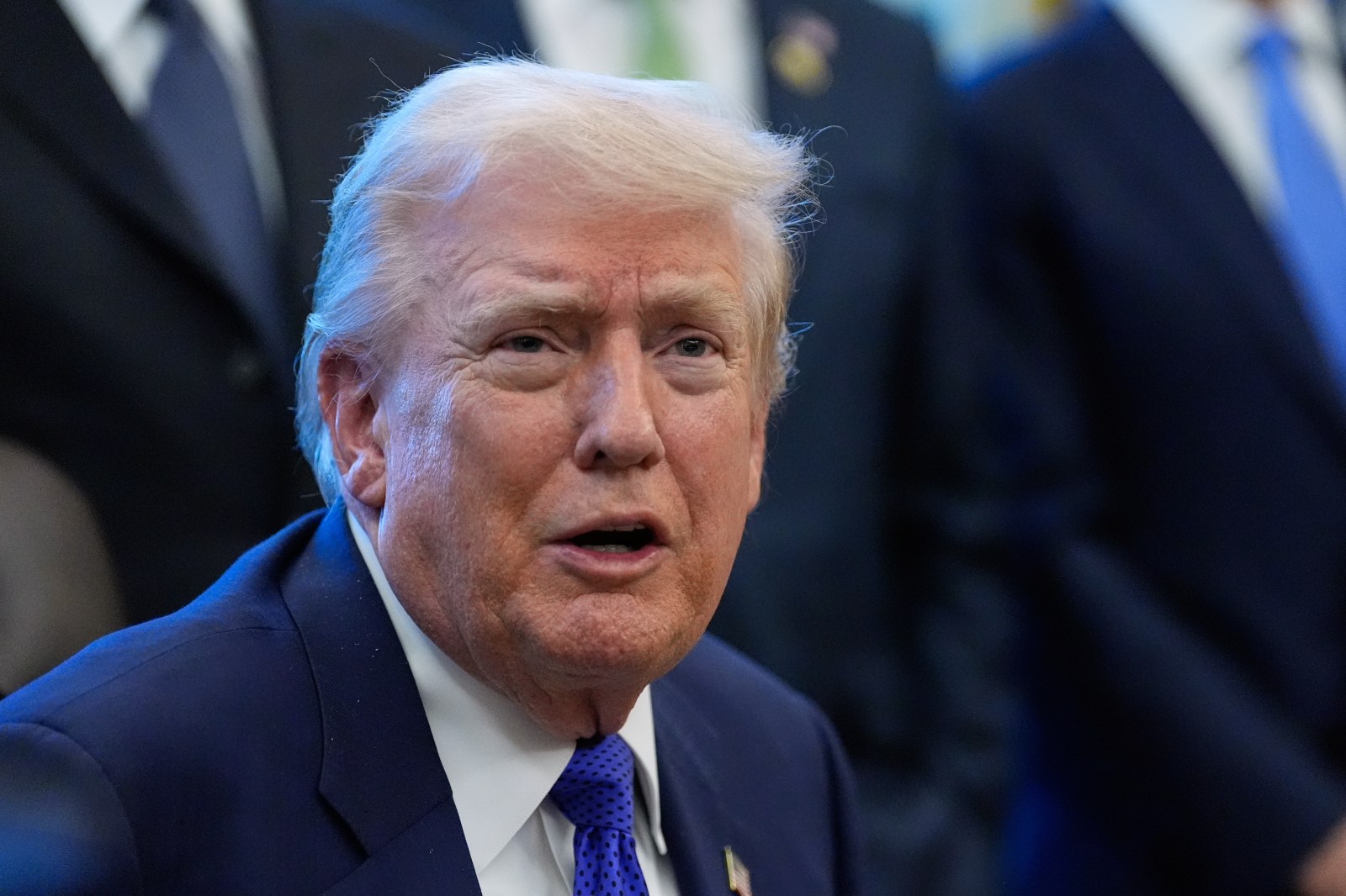 President Donald Trump speaks in the Oval Office of the White House, Monday, February 2, 2026, in Washington. 
