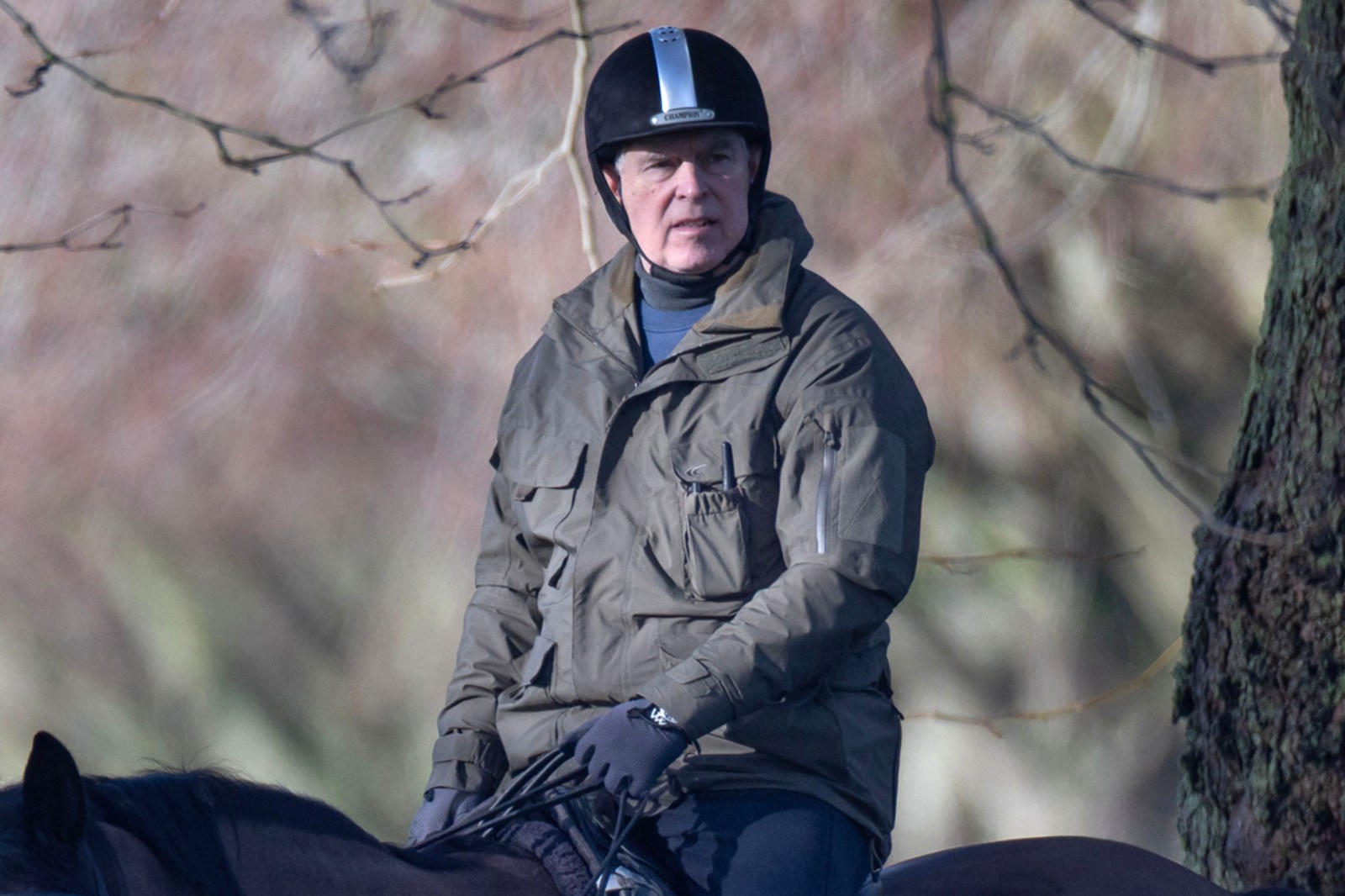 Andrew Mountbatten-Windsor—formerly Prince Andrew The Duke of York—seen riding in Windsor in October 2025 before he officially moved out of his residence at Royal Lodge (AP)