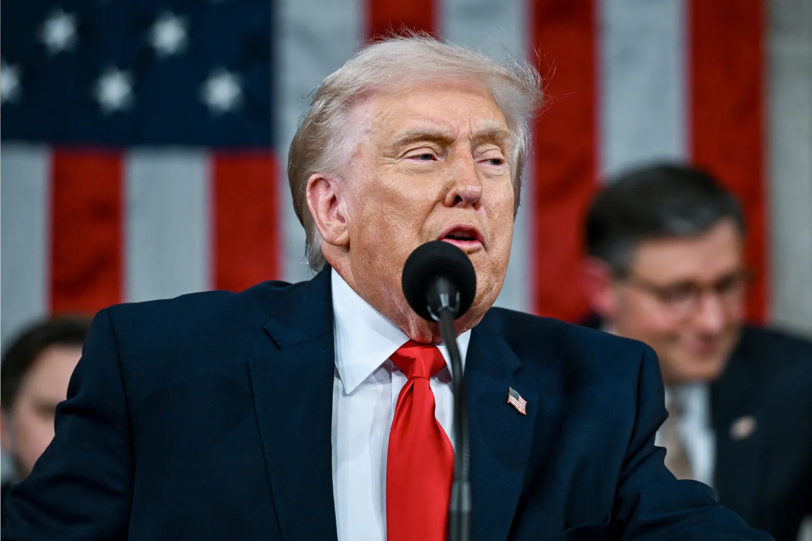 Donald Trump delivers the State of the Union address during a joint session of Congress in the House Chamber at the Capitol on February 24, 2026 in Washington, DC.