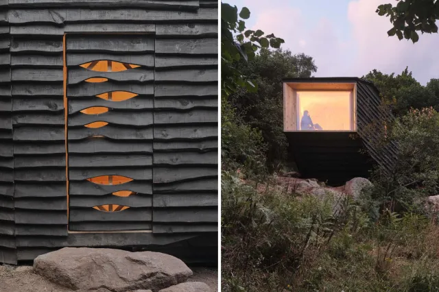 Exterior shots of the Forestone Cabin.