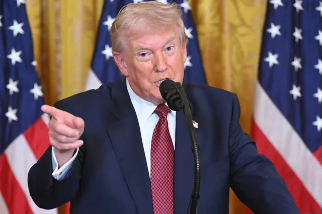 Donald Trump speaks at a