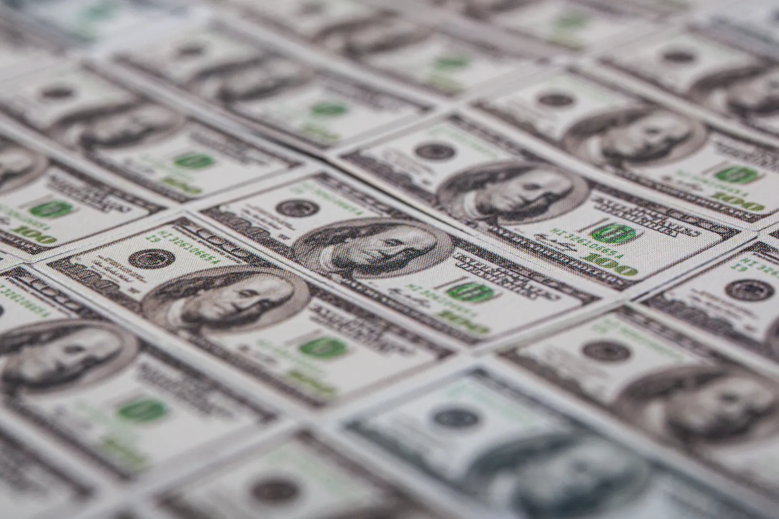 Stock image: 100 US dollar banknotes