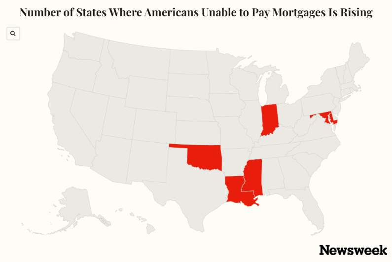 Map Shows US Regions Where More Homeowners Struggling to Pay Mortgages