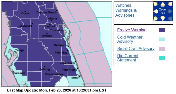 Florida Freeze Warning Map 2