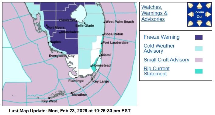 Florida Freeze Warning Map 3