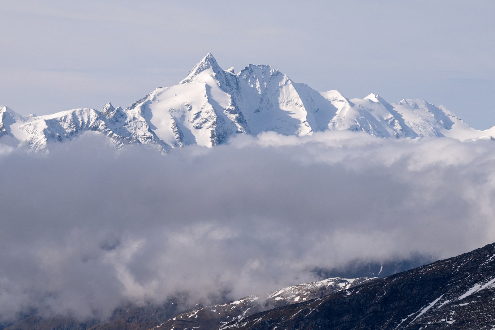 A photo taken on October 12, 2024 from the Sonnblick Observatory near Rauris, Austria, shows the Grossglockner, with 3798 metres Austria’s highest mountain, in the Hohe Tauern mountain range.