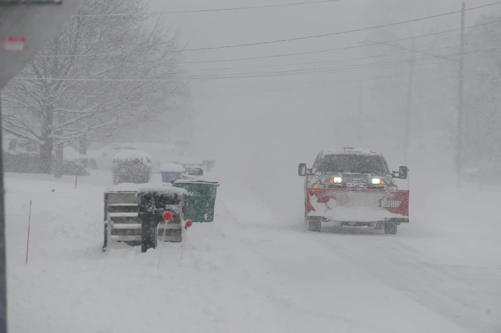 HAMBURG, NEW YORK – JANUARY 21:  A plow makes their way along Sowles Road on January 21, 2025 in Hamburg, New York. The polar vortex-driven Artic blast enveloping the Northeast and expected to bring historic snow to parts of the Gulf Coast whipped up Lake Erie’s still open waters dropping 1-3 feet of snow in the southern suburbs of Buffalo and is expected to last into Wednesday of this week. (Photo by John Normile/Getty Images)
