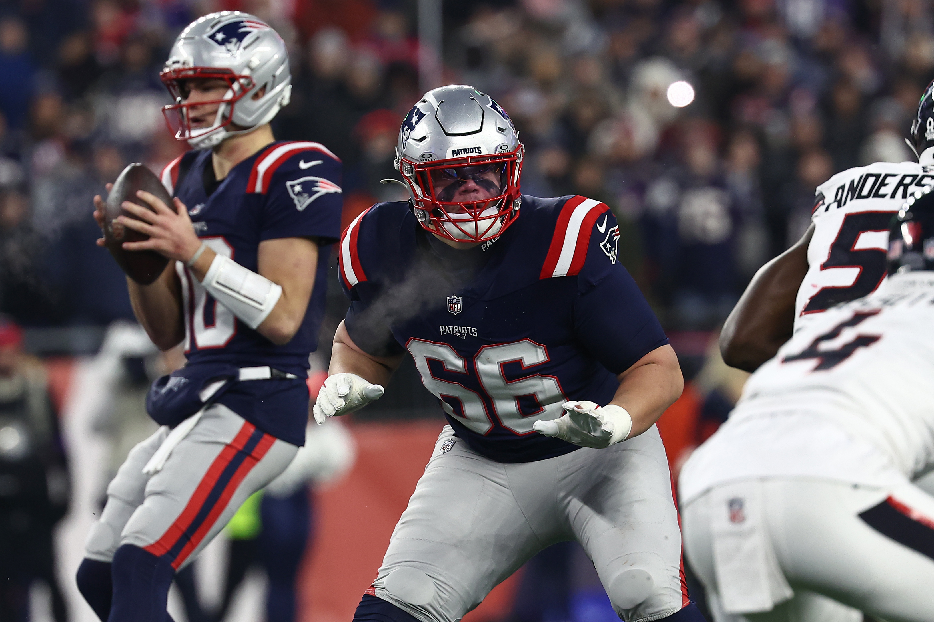 Patriots' Drake Maye Strongly Defends Left Tackle After Super Bowl Flop