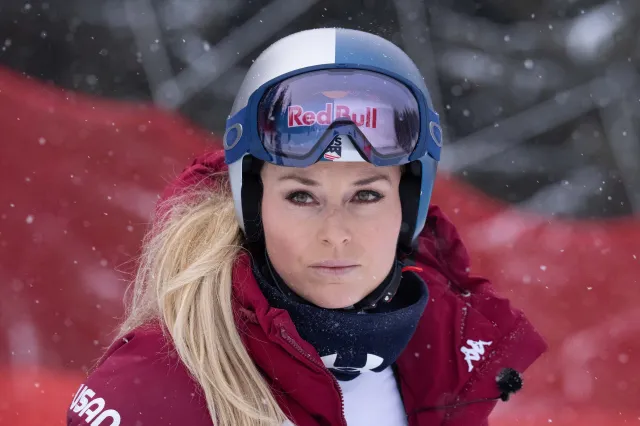 USA skiing star Lindsey Vonn at Audi FIS Alpine Ski World Women's Downhill event