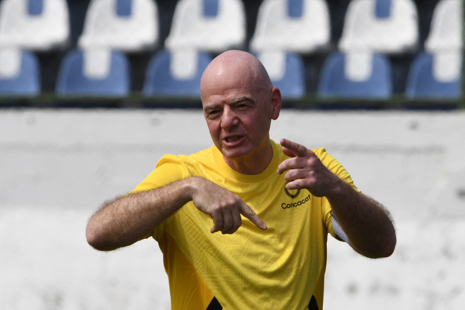 FIFA President Gianni Infantino gestures during a football with members of the CONCACAF committee in Managua on January 31, 2026. Infantino will take part in the 41st CONCACAF Congress, to be held on Sunday, February 1, with representatives from 41 member federations participating. (Photo by AFP via Getty Images)
