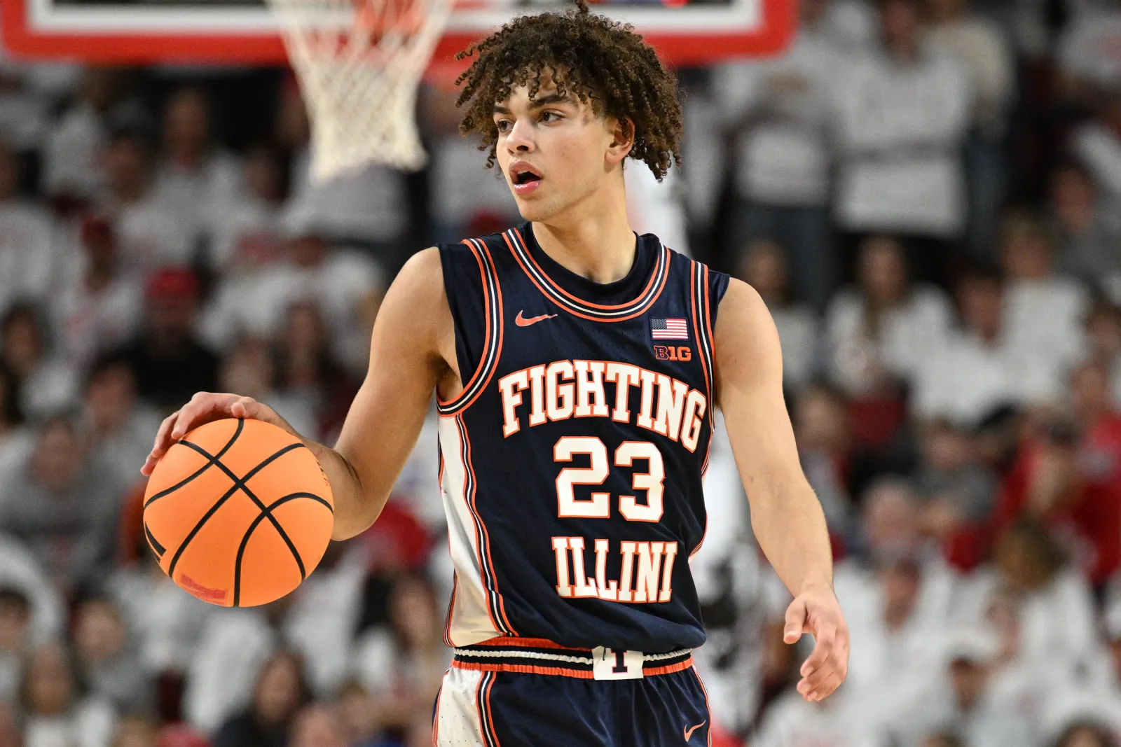 LINCOLN, NEBRASKA - FEBRUARY 1: Keaton Wagler #23 of the Illinois Fighting Illini dribbles during the second half against the Nebraska Cornhuskers at Pinnacle Bank Arena on February 1, 2026 in Lincoln, Nebraska. (Photo by Steven Branscombe/Getty Images)