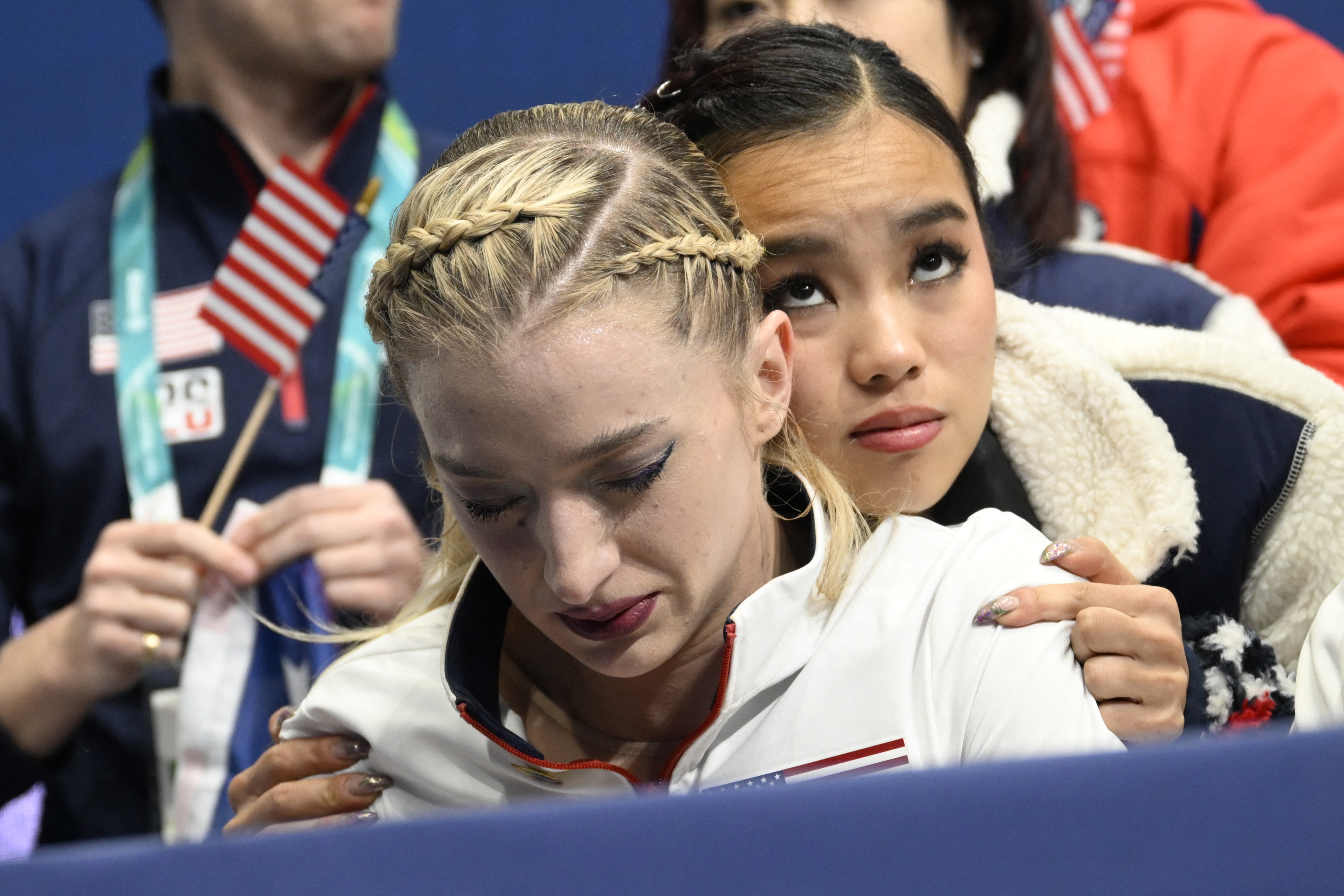 USA’s Amber Glenn Visibly Emotional After Tough Olympic Skating Performance