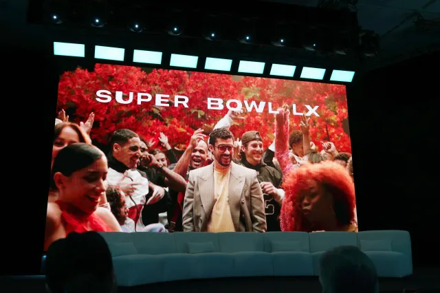 A view onstage during the Super Bowl LX Pregame show.