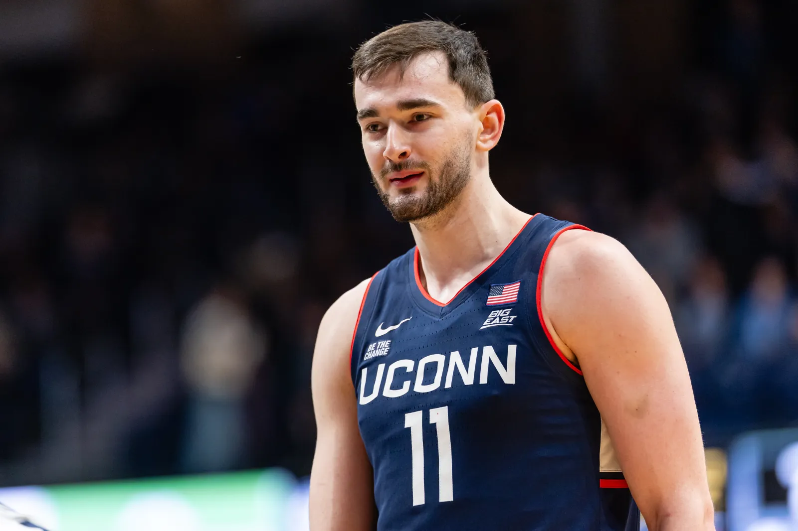 UConn basketball star Alex Karaban during game against Butler