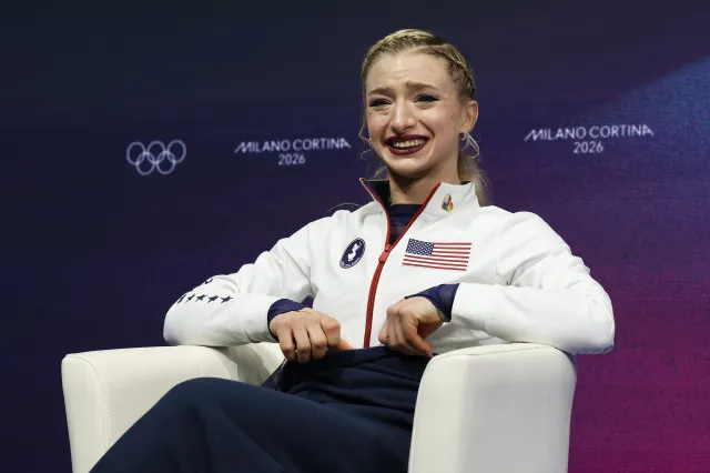MILAN, ITALY - FEBRUARY 19: Amber Glenn of Team United States looks on while waiting for results in Women's Single Skating - Free Skating on day thirteen of the Milano Cortina 2026 Winter Olympic games at Milano Ice Skating Arena on February 19, 2026 in Milan, Italy. (Photo by Matthew Stockman/Getty Images)
