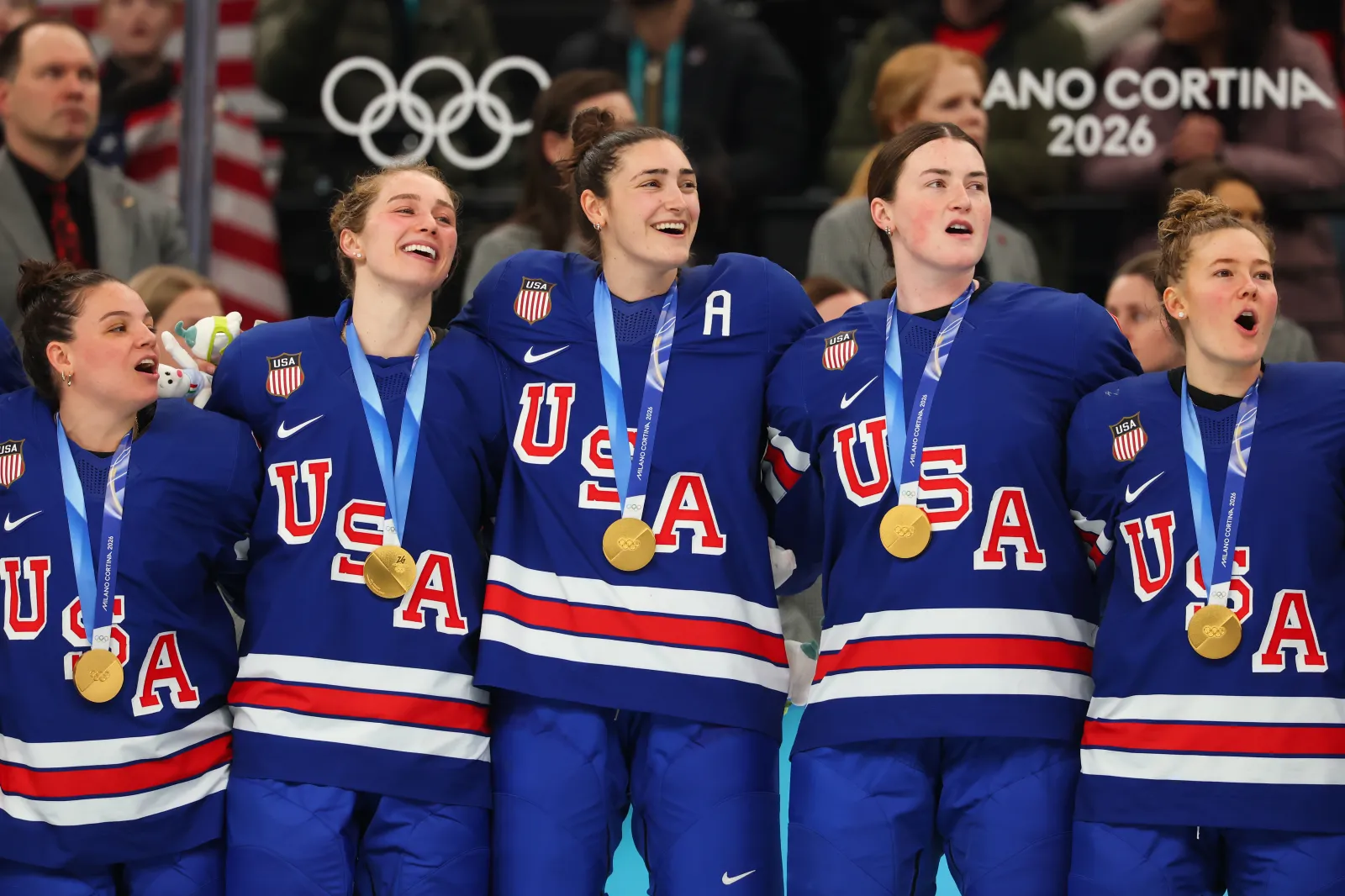 Team USA's reaction to the national anthem after winning gold went viral.
