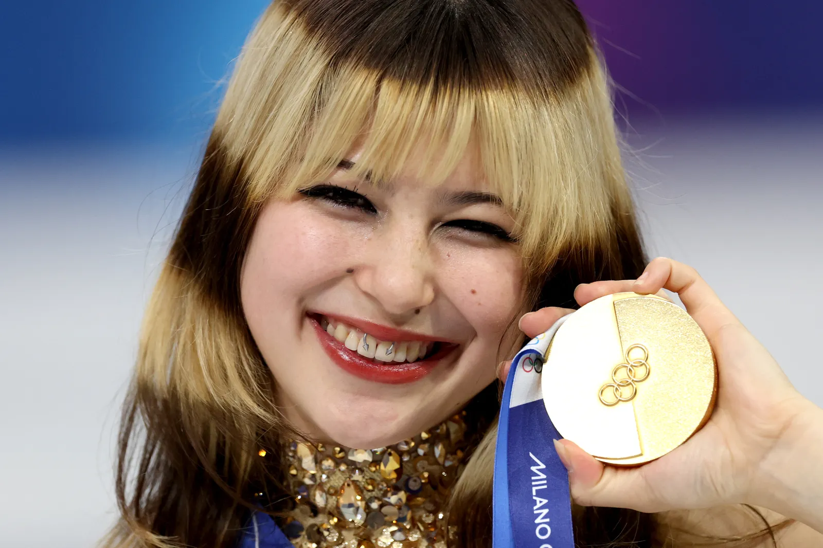 Gold medalist Alysa Liu of Team United States poses for a photo during the medal ceremony for the Women's Single Skating on day thirteen of the Milano Cortina 2026 Winter Olympic games at Milano Ice Skating Arena on February 19, 2026 in Milan, Italy.