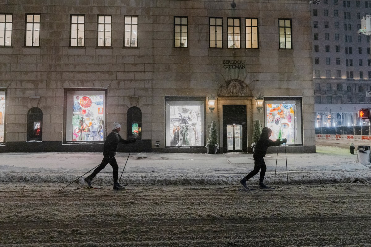 Nova York está proibida de viajar porque as tempestades de inverno despejam 60 centímetros de neve.