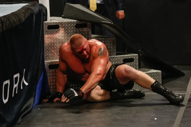 WWE superstar Brock Lesnar outside of the ring