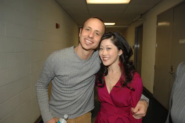 American figure skaters Brian Boitano and Kristi Yamaguchi pose after "Musselman's Applesauce The Music of Seal on Ice" at the Verizon Center.
