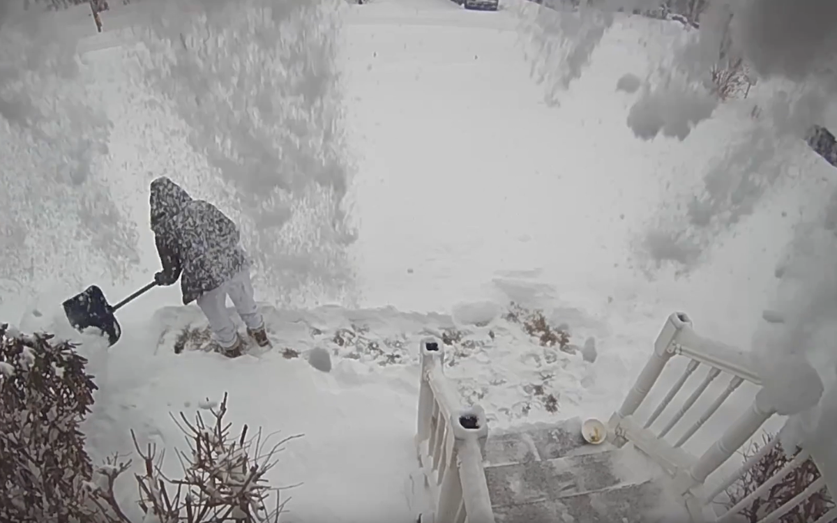 Connecticut Woman Shovels Porch, Then the Mini-Avalanche Hits in Ring Video