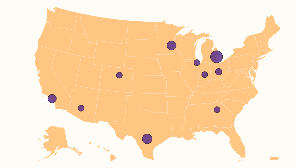 Mapa mostrando a queda mais rápida dos preços das casas