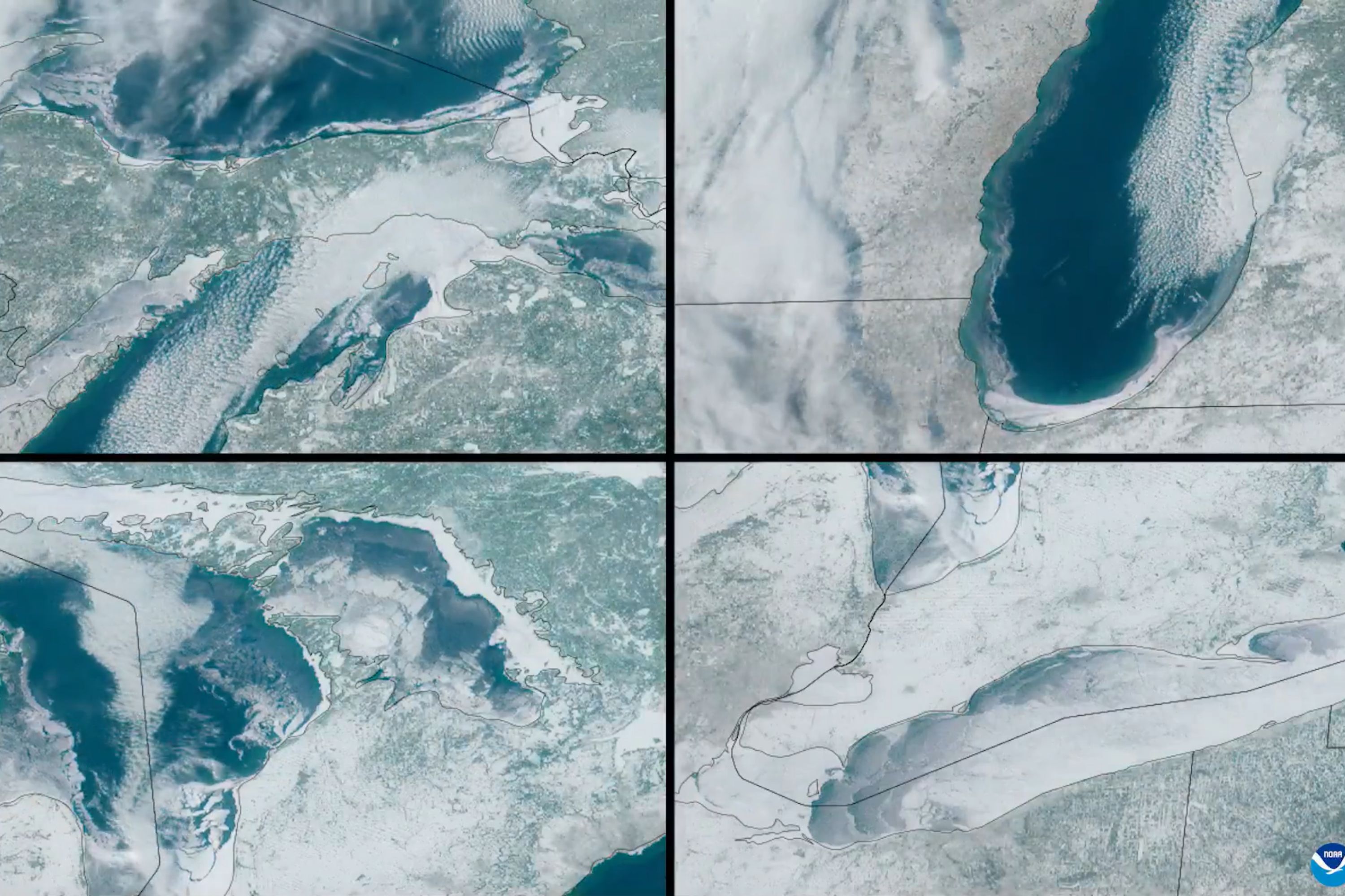 Satellite Images Show Great Lakes Ice Up Amid 'Bitter Cold'