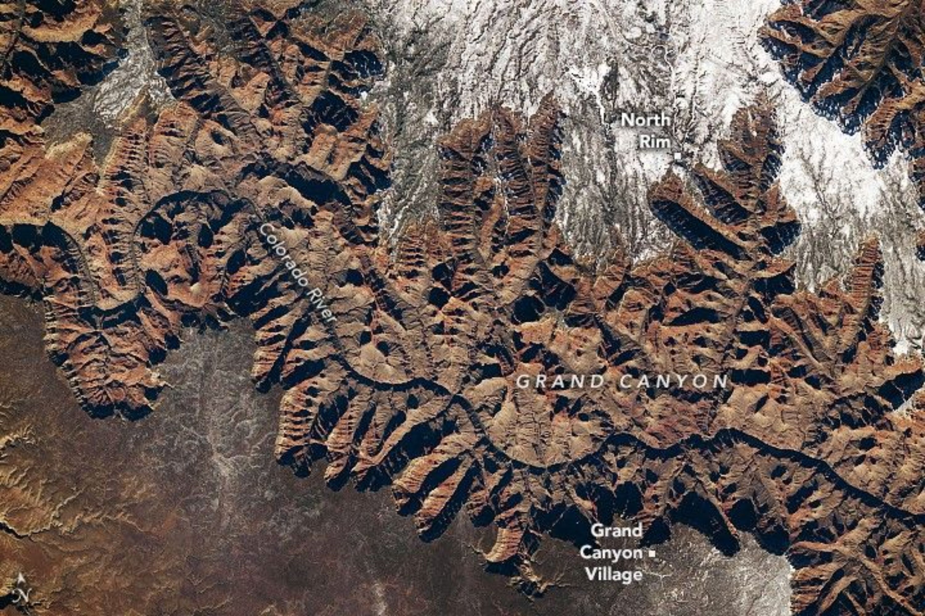 Snow-Dusted Grand Canyon Seen in Astronaut’s Picture