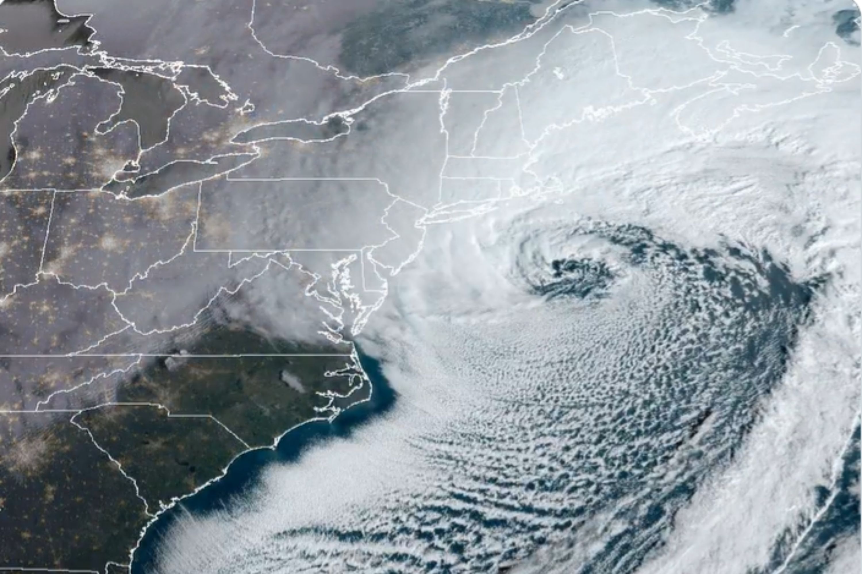 Satellite Footage Shows 'Blockbuster' Nor'easter Strike East Coast