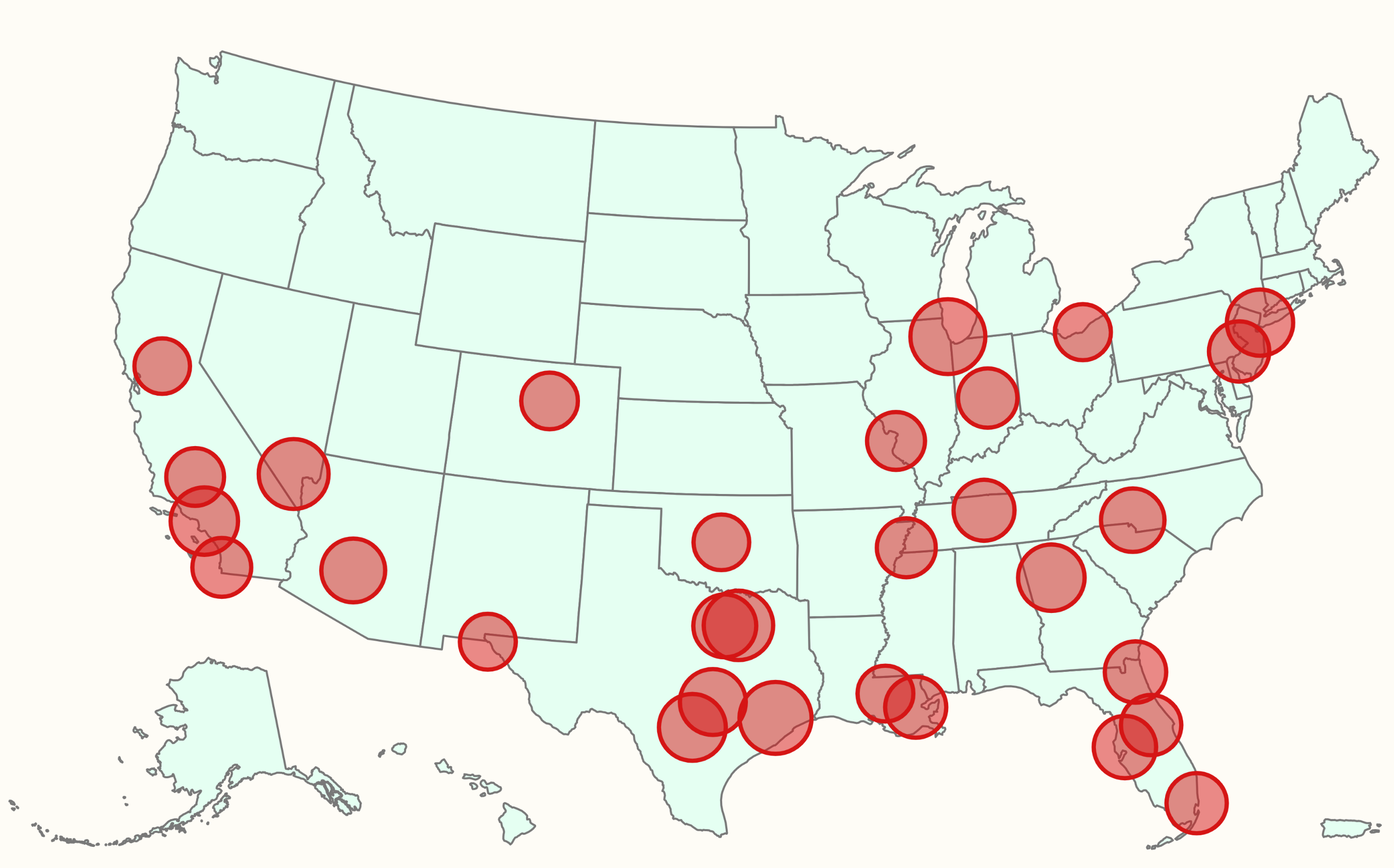 Map Shows US Cities With Most People in 'Financial Distress'