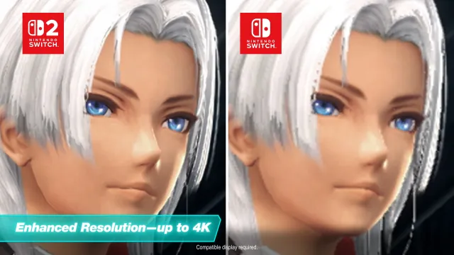 A side-by-side comparison of the graphics in the Switch 2 and Switch versions of Xenoblade Chronicles X