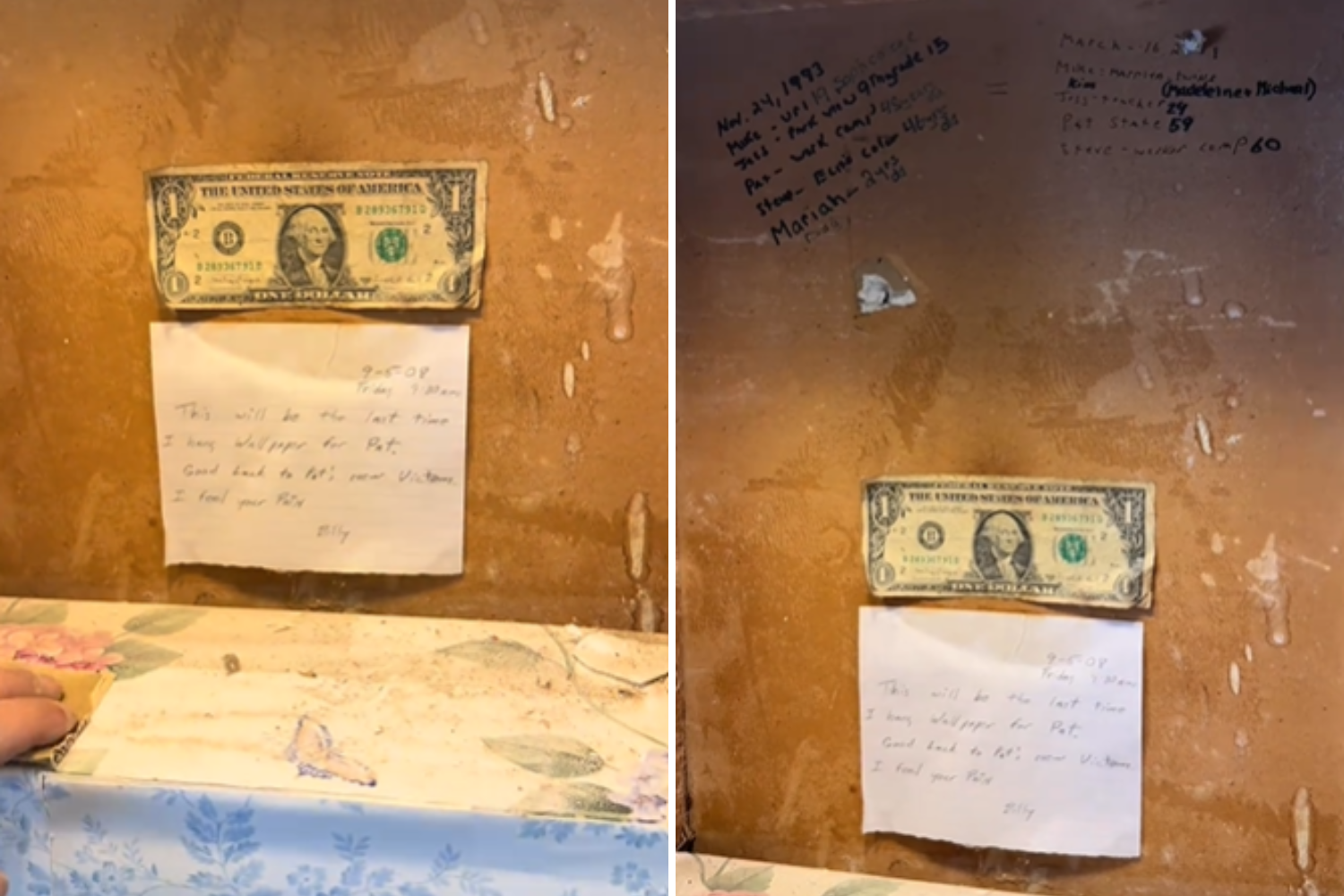 Moment Couple Find Note and Money Hidden In Bathroom Wall: 'New Victim'