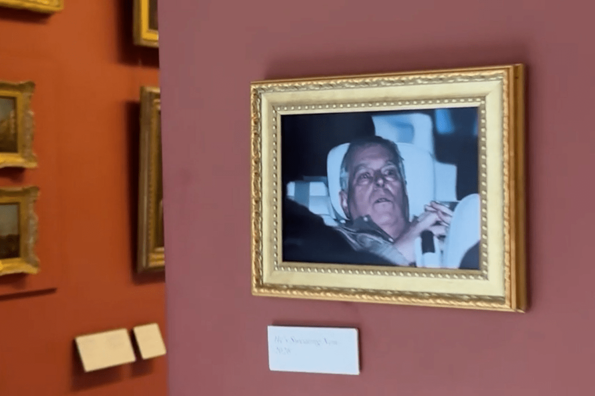 Someone just hung former Prince Andrew's arrest photo in The Louvre