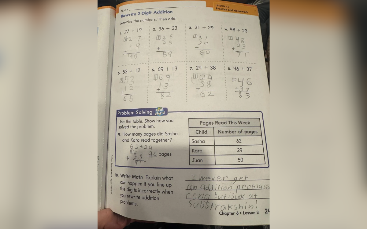 Dad Checks 7-Year-Old’s Homework—Laughter at ‘Sassy’ Answer to Math Problem