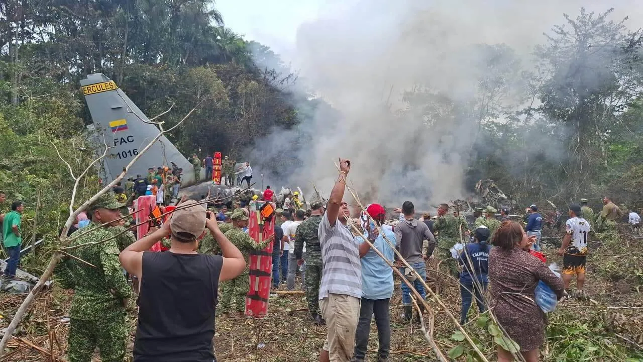 Image for article: Colombian Military Plane Crashes With 110 Soldiers On Board