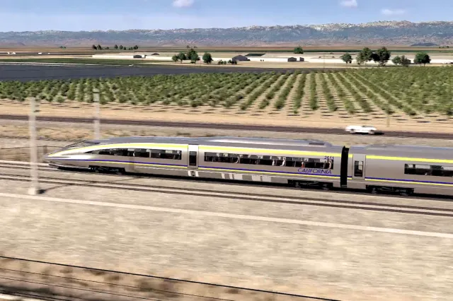 A rendering of a California High Speed Rail train