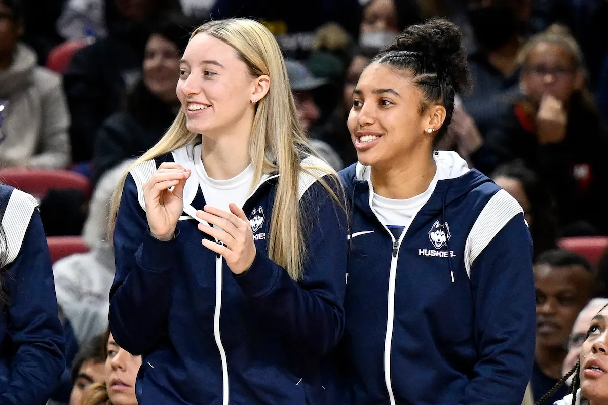 Paige Bueckers and Azzi Fudd at UConn game against Maryland