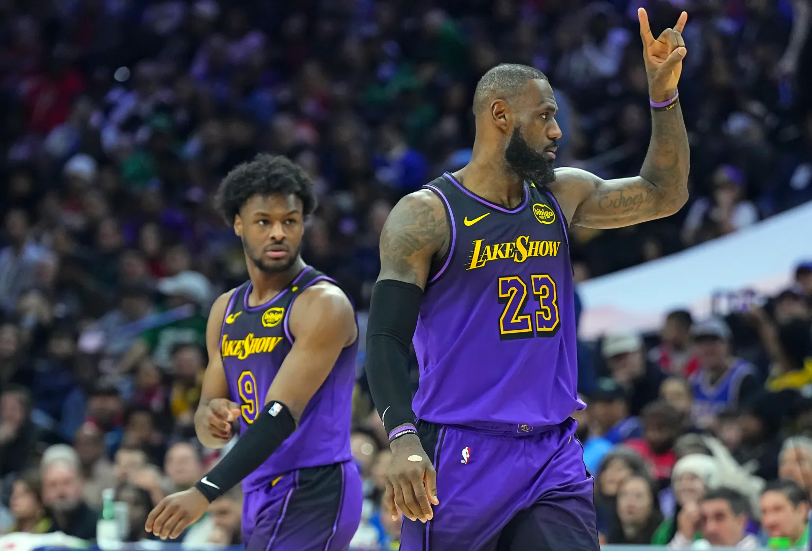 Los Angeles Lakers star LeBron James and his son Bronny James